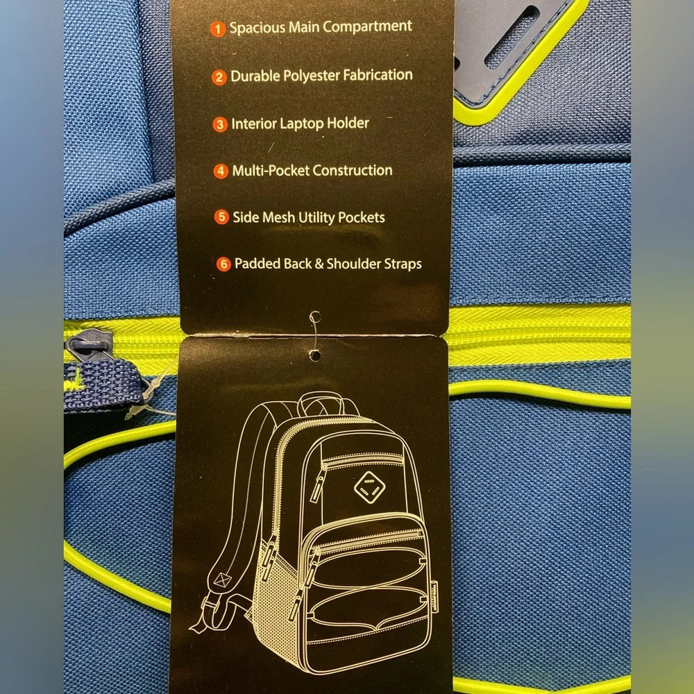 Green Backpack with Gray Trim Side Pockets New